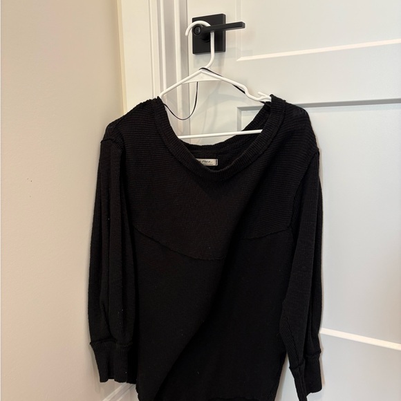 We The Free Black Waffle Knit Top - Picture 3 of 6